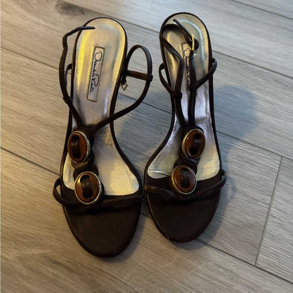 Vintage Oscar De La Renta Beaded Thong Sandal Heels (39)